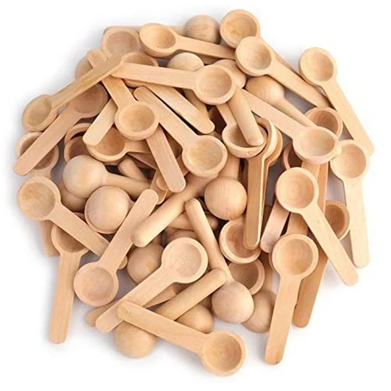 100PCS Mini Wooden Spoon Home Kitchen Cooking Small Bath Salt For Spice Jar Seasoning Condiment Honey Coffee | Дом и сад