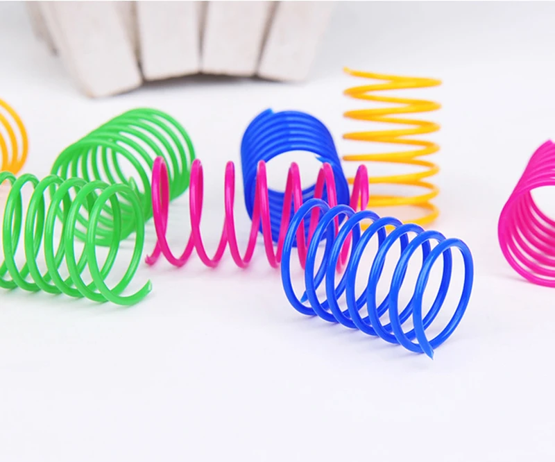 12 pcs/lot Cat Spring Toy Colorful Plastic Spring Training Toy For Interacting With Pet Cats