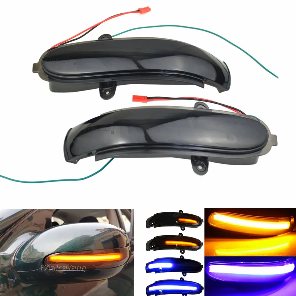 2pcs Dynamic LED Side Rearview Mirror Light Indicator Flowing Turn Signal Lamp for Mercedes Benz C class W203 CL203 S203 00-07