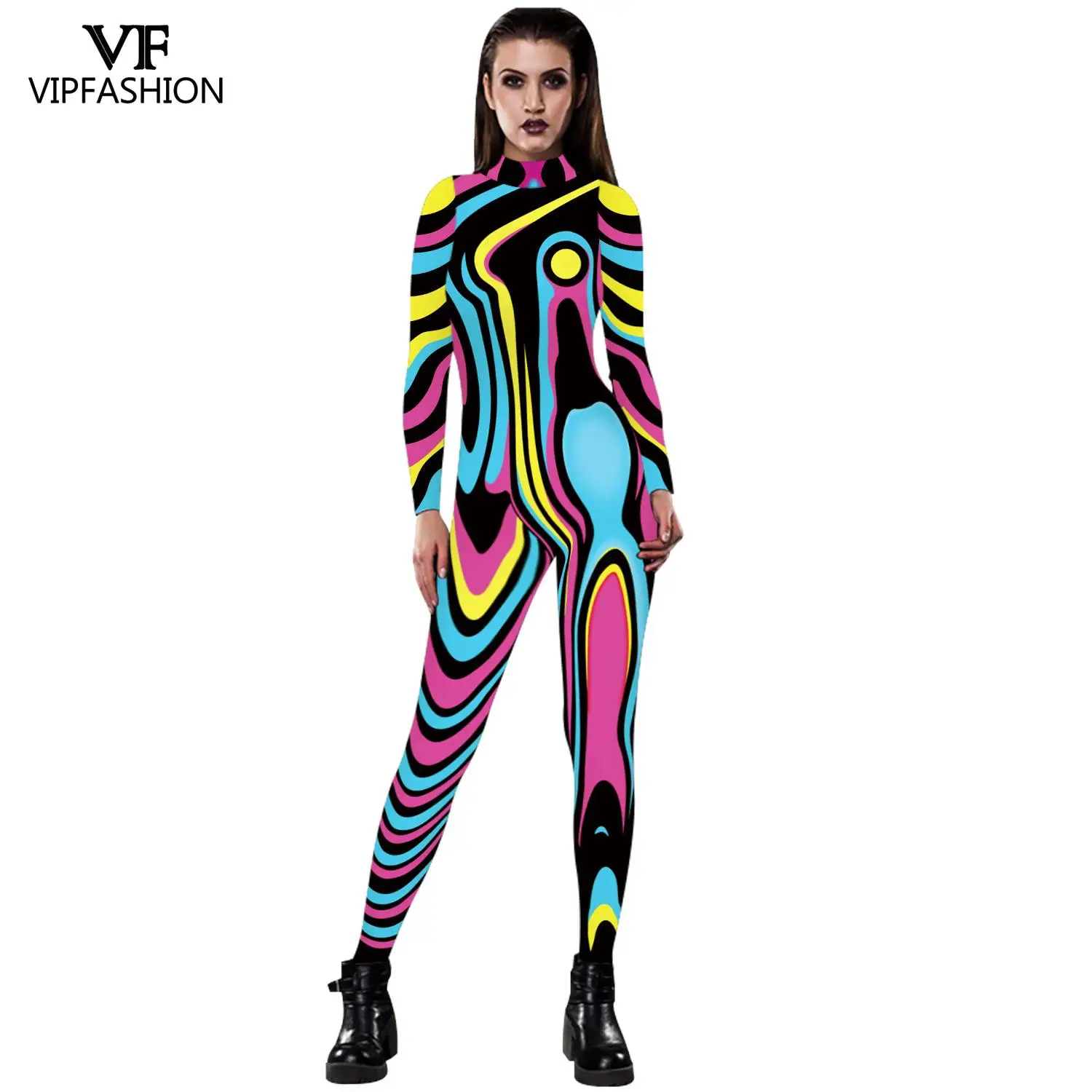 

VIP FASHION New Movie Cosplay Printed Lycra Zentai Fancy Jumpsuit Halloween Costumes For Women
