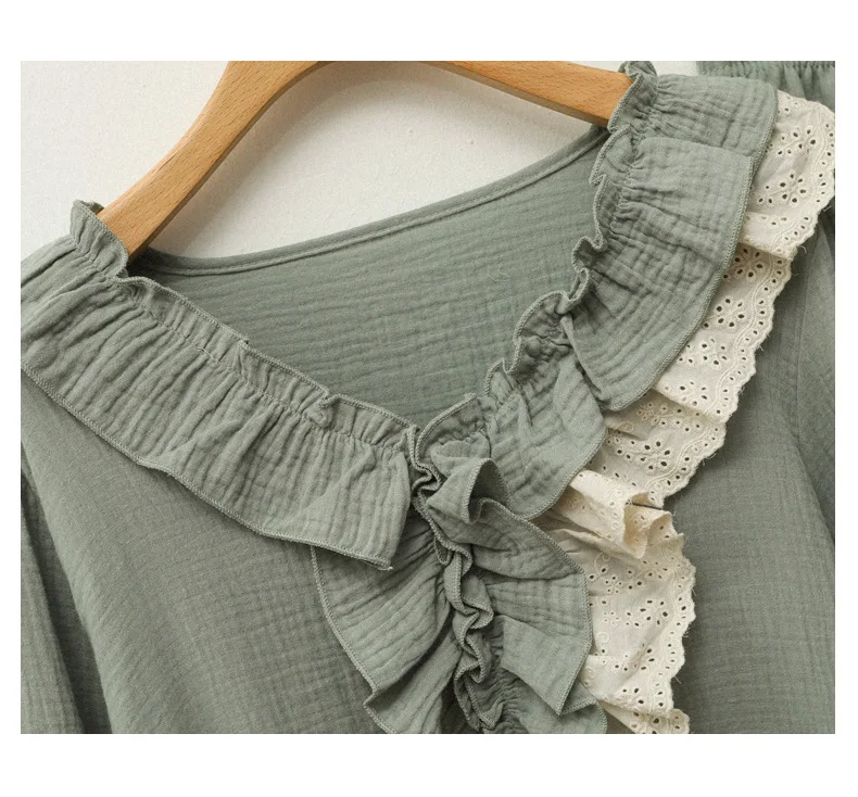 

Harajpee Autumn New Style Pajamas Women's Cotton Female 2021 New Long Sleeved Court Lovely Princess Lace Korean Home Clothes