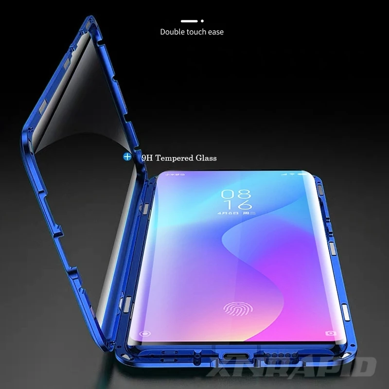 Чехол из металлического стекла с магнитной адсорбцией для Xiaomi mi 9 se 9t lite A3 cc9 cc9e funda Red mi Note 7 8 5 6 K20 Pro Двусторонняя крышка