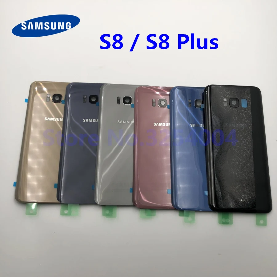 Чехол на заднюю батарейку для samsung Galaxy S8 G950 S8+ G955 S8 Plus Задняя стеклянная крышка корпуса+ клей+ стеклянная рамка для объектива камеры