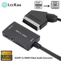 scart to hdmi compatible video audio converter with usb cable 1080p for hdtv sky box stb plug for hd tv dvd upscale converter