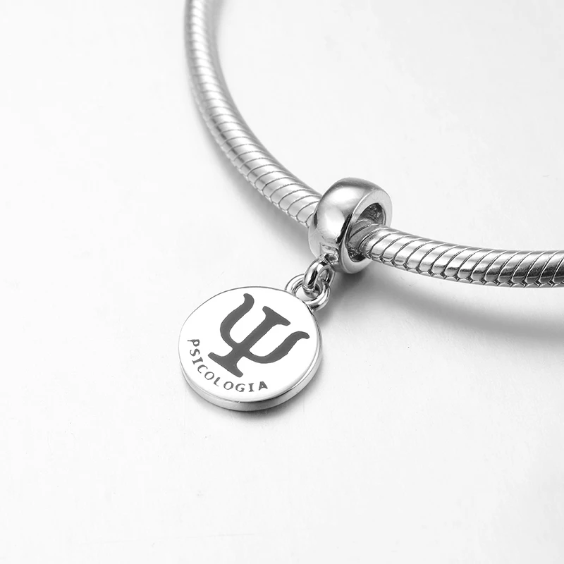 Круглые Подвески из стерлингового серебра 925 пробы с надписью Psychology Оригинальные
