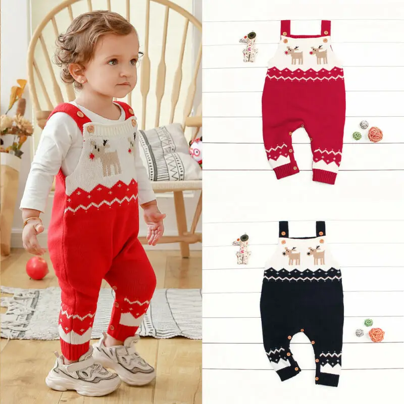 Одежда для маленьких мальчиков и девочек вязаный свитер комбинезон