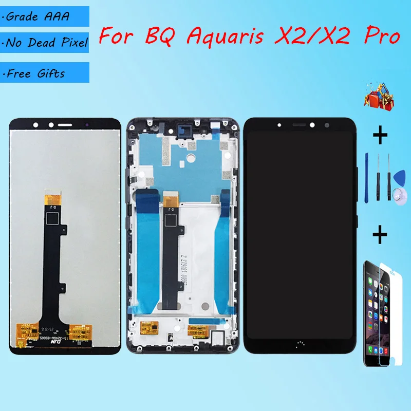 Для BQ Aquaris X2 Pro ЖК дисплей сенсорный экран в сборе с передним чехол Сенсорное