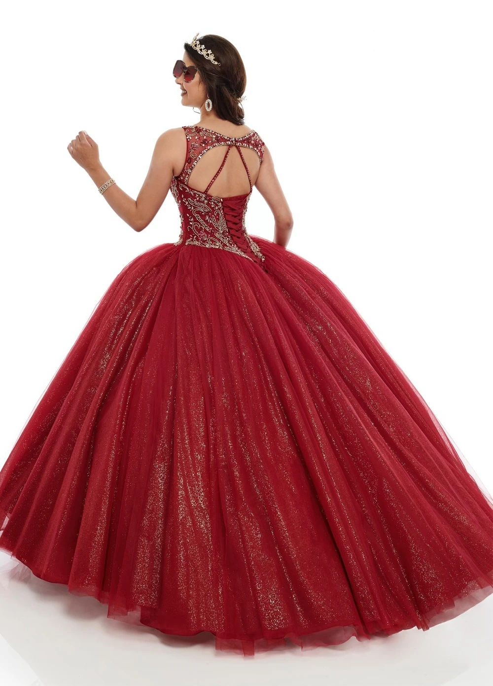 

Роскошное бальное платье из органзы с бисером, платья для Quinceanera 2021, бордовое вечернее платье для выпускного вечера, платья с аппликацией и вырезом на спине для 15 лет