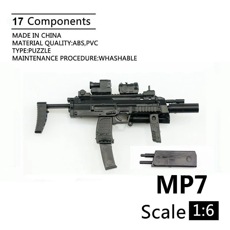 1:6 весы MP7 индивидуальных оружие самообороны пластиковые сборные боевое модель