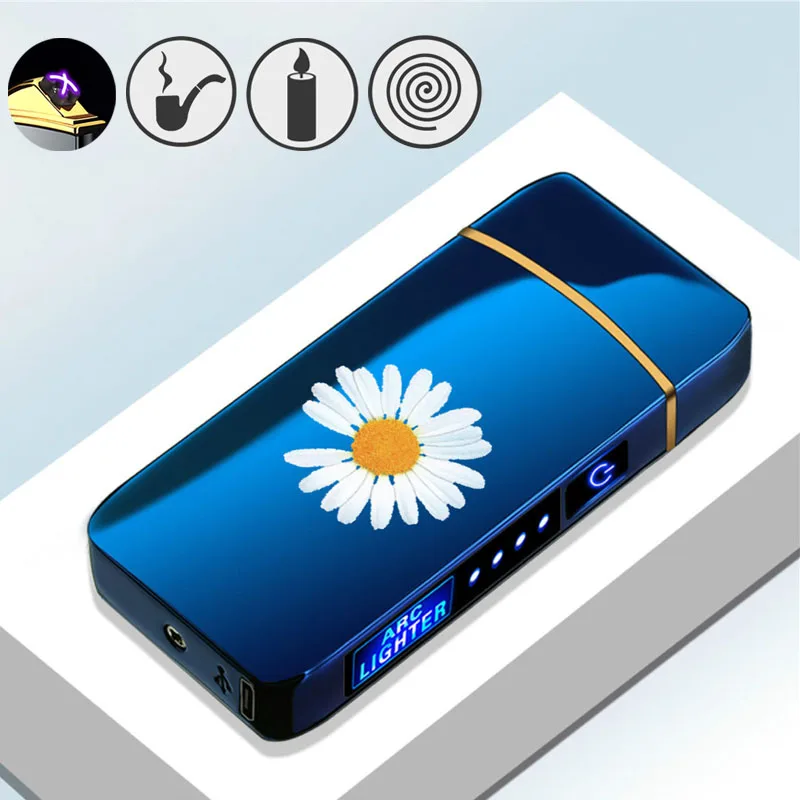 

Windproof Flameless Electric Dual Arc Lighter Rechargeable Plasma USB Lighters for Smoking Cigarette Accessories Men Gifts