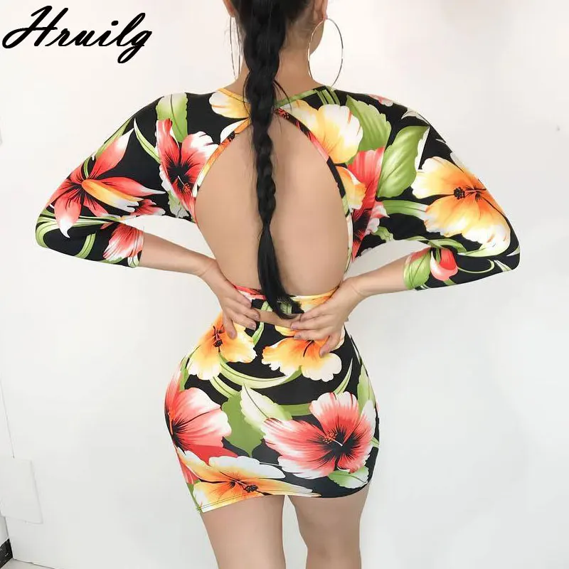 

Fashion Women's Long Sleeve Deep V Neck High Waist Bandage Backless Clothes Flower Print Bodysuits Streetwear Sexy Playsuit