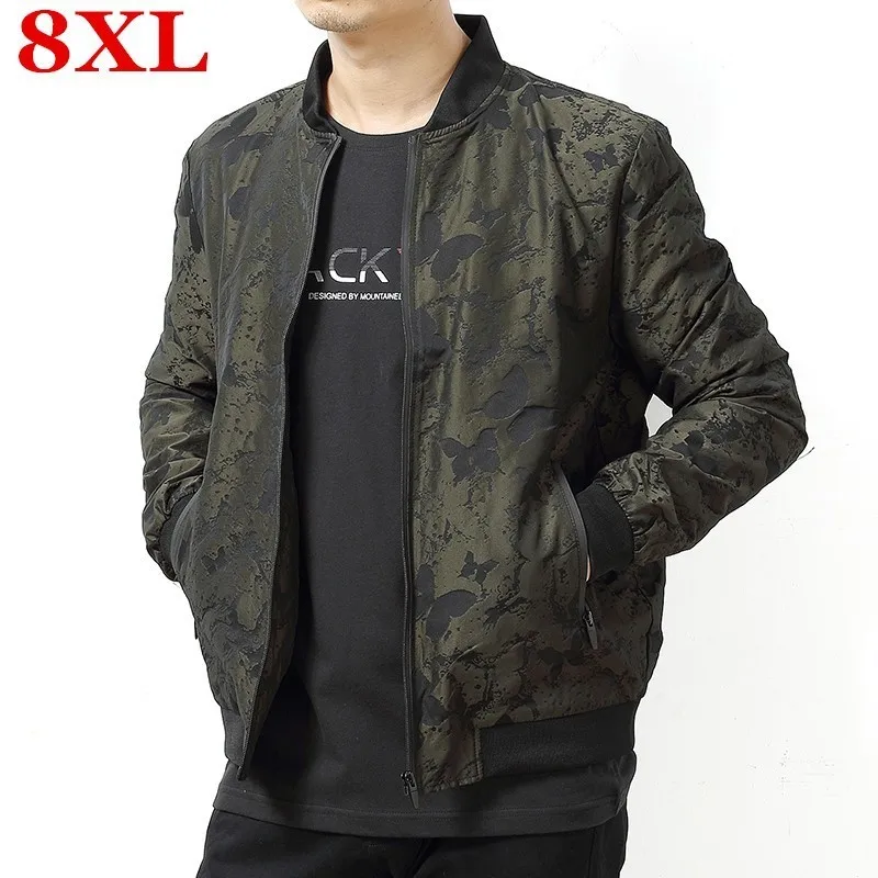 

PLus size 8XL 7XL big 6XL New with Patches Green Thin Pilot Bomber Wind Breaker Jacket Men