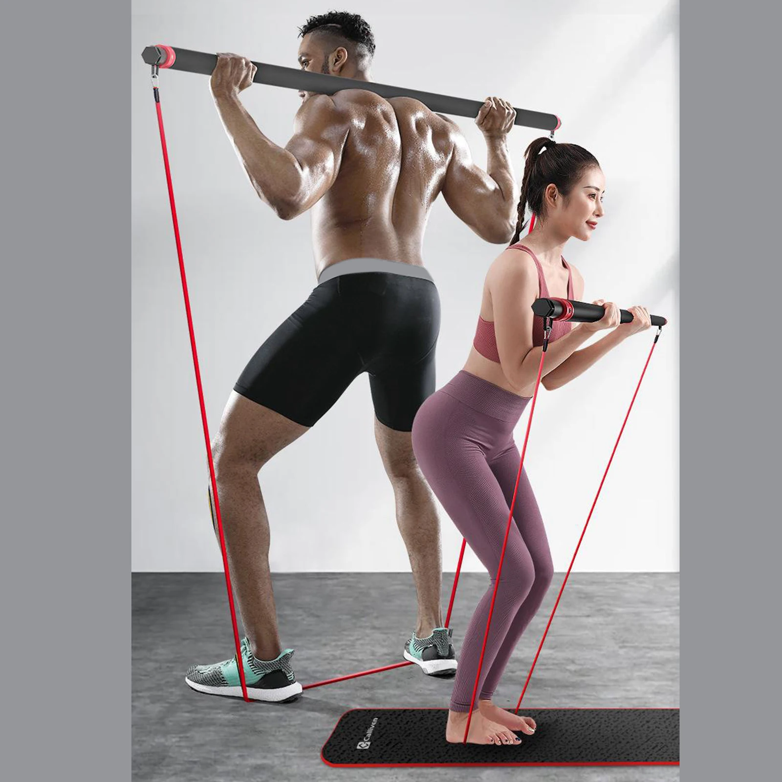 Portable Pilates Bar Stick Adjustable Exercise Resistance Band for Yoga Gym | Спорт и развлечения