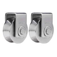 2pcs 2 inch v type pulley roller 304 stainless steel sliding gate roller wheel bearing for material handling and moving