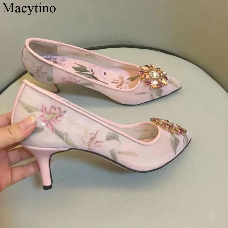 Туфли-лодочки женские на высоком каблуке 6 см Хрустальный бренд блестящие