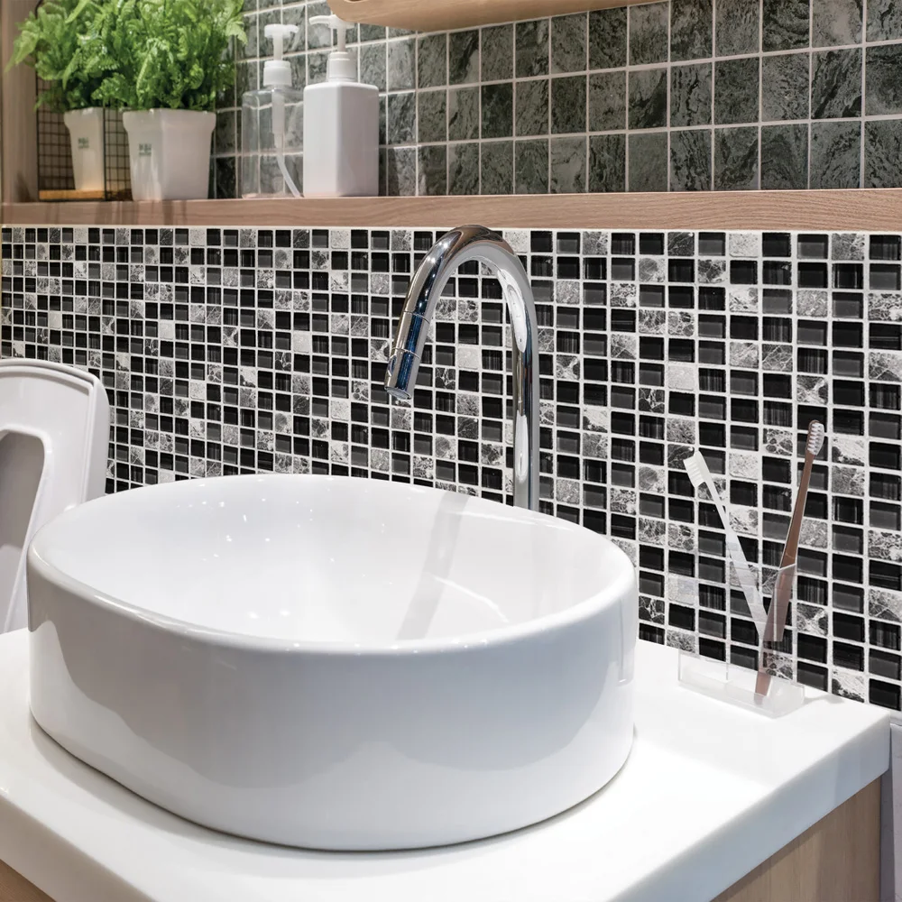 

6pcs Mosaic Tile Wall Sticker Painting Home Decoration 20x20cm Waterproof Wall Sticker Kitchen Renovation Sticker