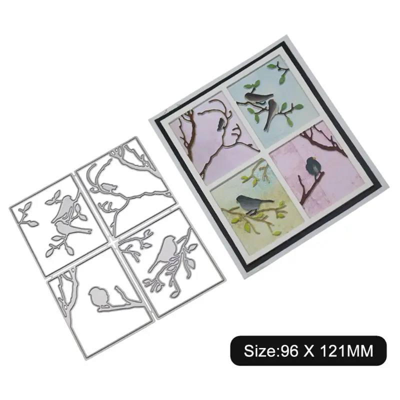 Птички на ветке металлические Вырубные штампы Трафаретный Скрапбукинг DIY штамп