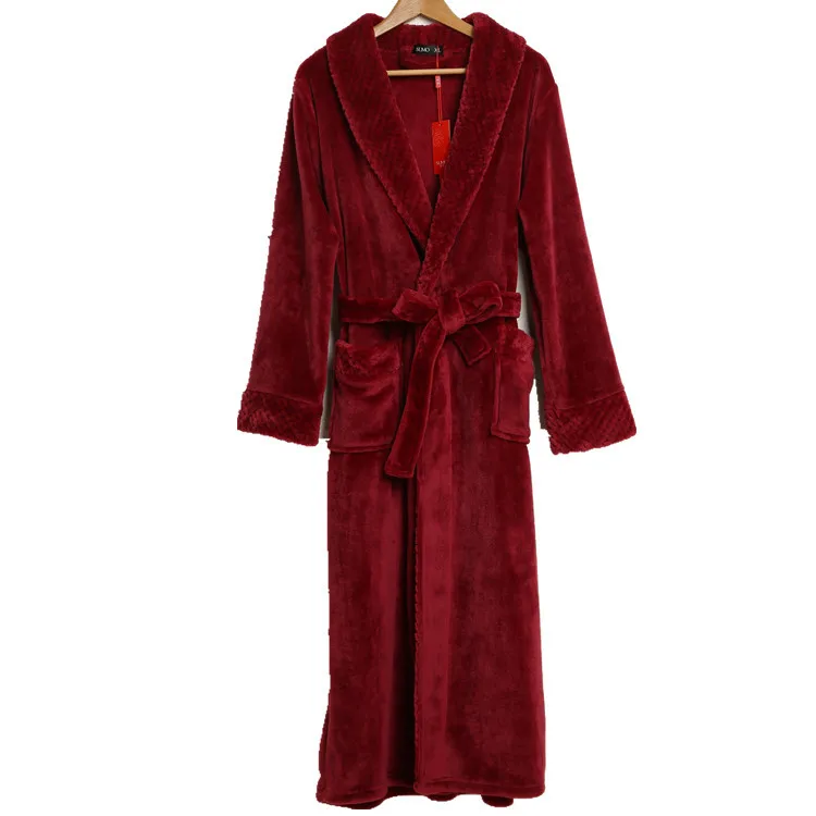 

Flannel Couple Robe Thick Lovers Kimono Gown Winter Warm Coral Fleece Sexy Female Bathrobe Long Sleepwear Soft Winter Nightgown