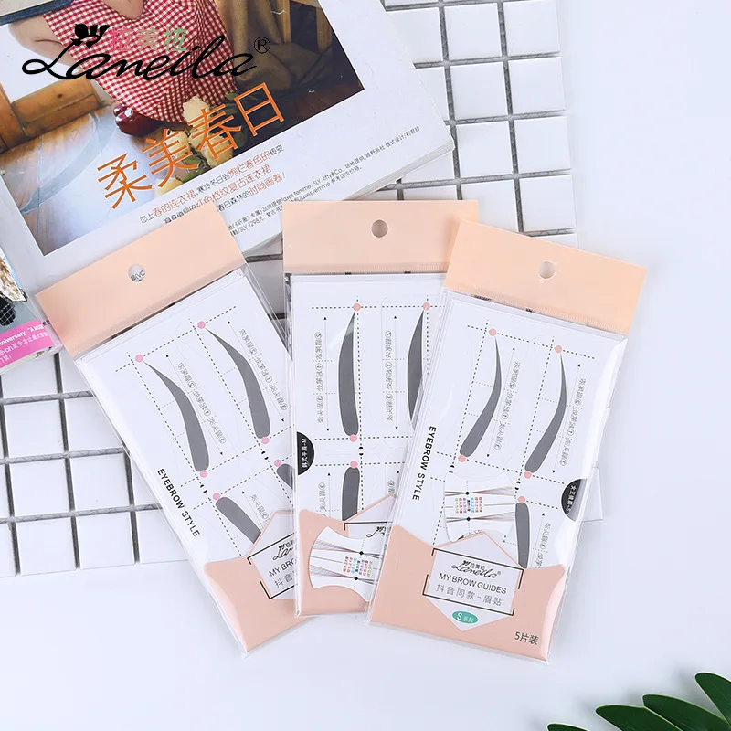 Shaking Voice Network Red-Easy to Understand Eyebrow Stickers 5-piece Pack Easy Learn Portable Thrush Card A607 |