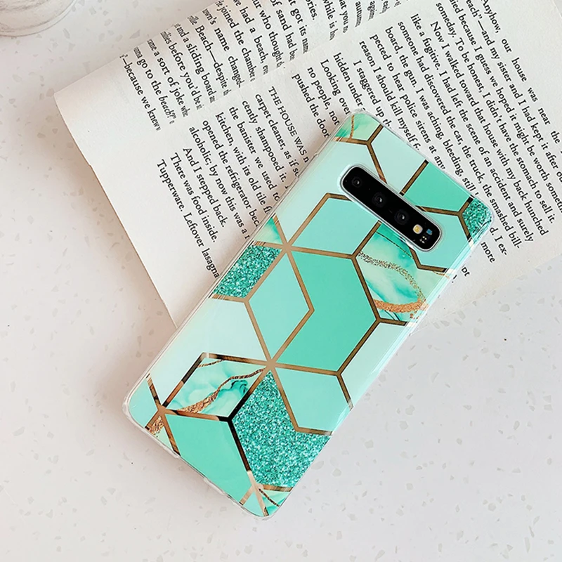 Модный чехол YHBBCASES с геометрическим покрытием и мраморным рисунком для Samsung Galaxy S8