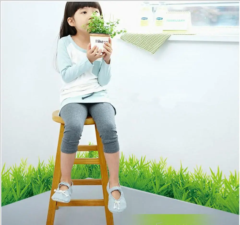 Цветочная трава плинтус Настенная Наклейка угловая линия Плинтус наклейки