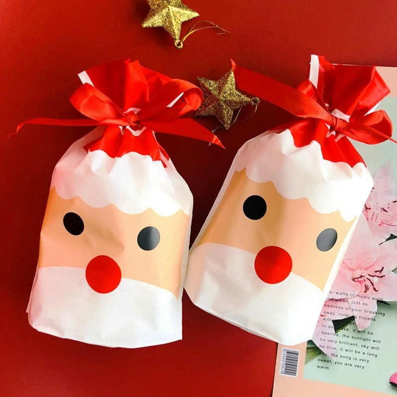 Подарочные пакеты с надписью &quotMerry Christmas&quot &quotСанта Клаус&quot &quotконфеты елками&quot