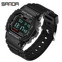 sanda multifunction casual electronic square watch for men luxury waterproof clock mens sport watches relogio masculino