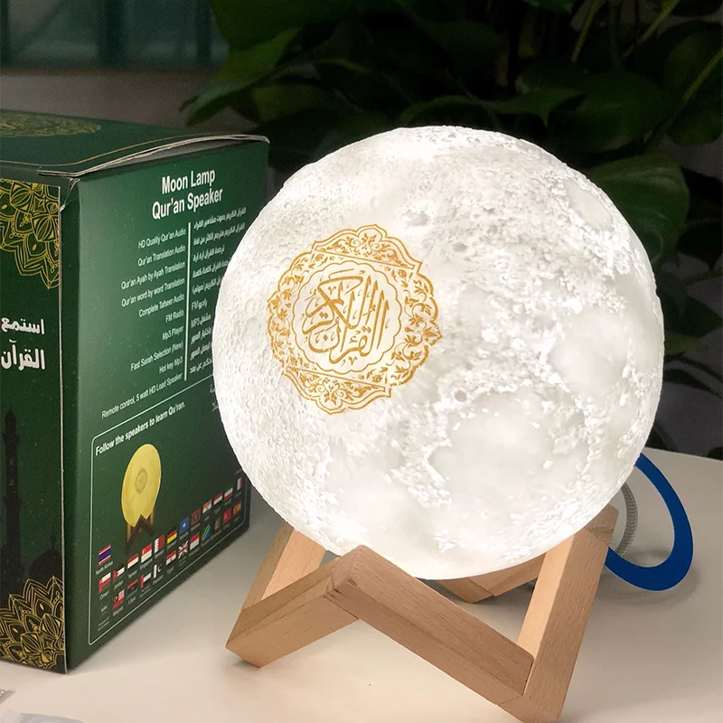 

Blue tooth Portable Quran Speaker Muslim Night Light 3D Moon Lamp With Remote Control Touch Lamp Bluetooth Speaker Moon Light