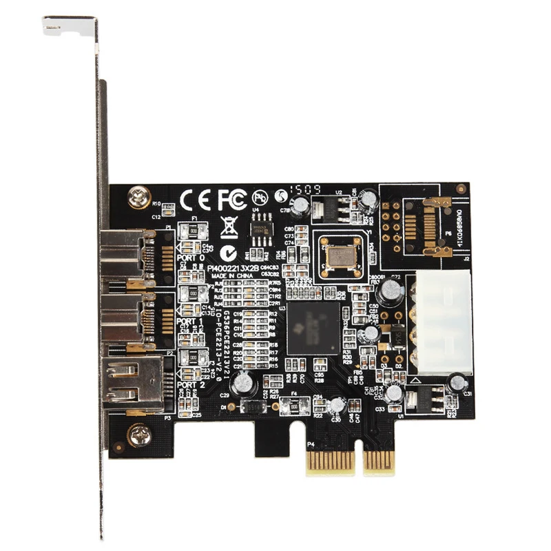 PCI E к адаптеру IEEE 1394 3 порта 1394A x 1 + 1394B 2 Express карта расширения Plug and Play для