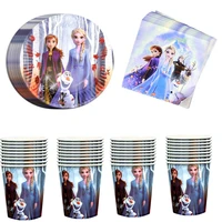 60pcslot frozen theme napkins happy birthday party elsa anna plates cups baby shower decorations princess design tableware set