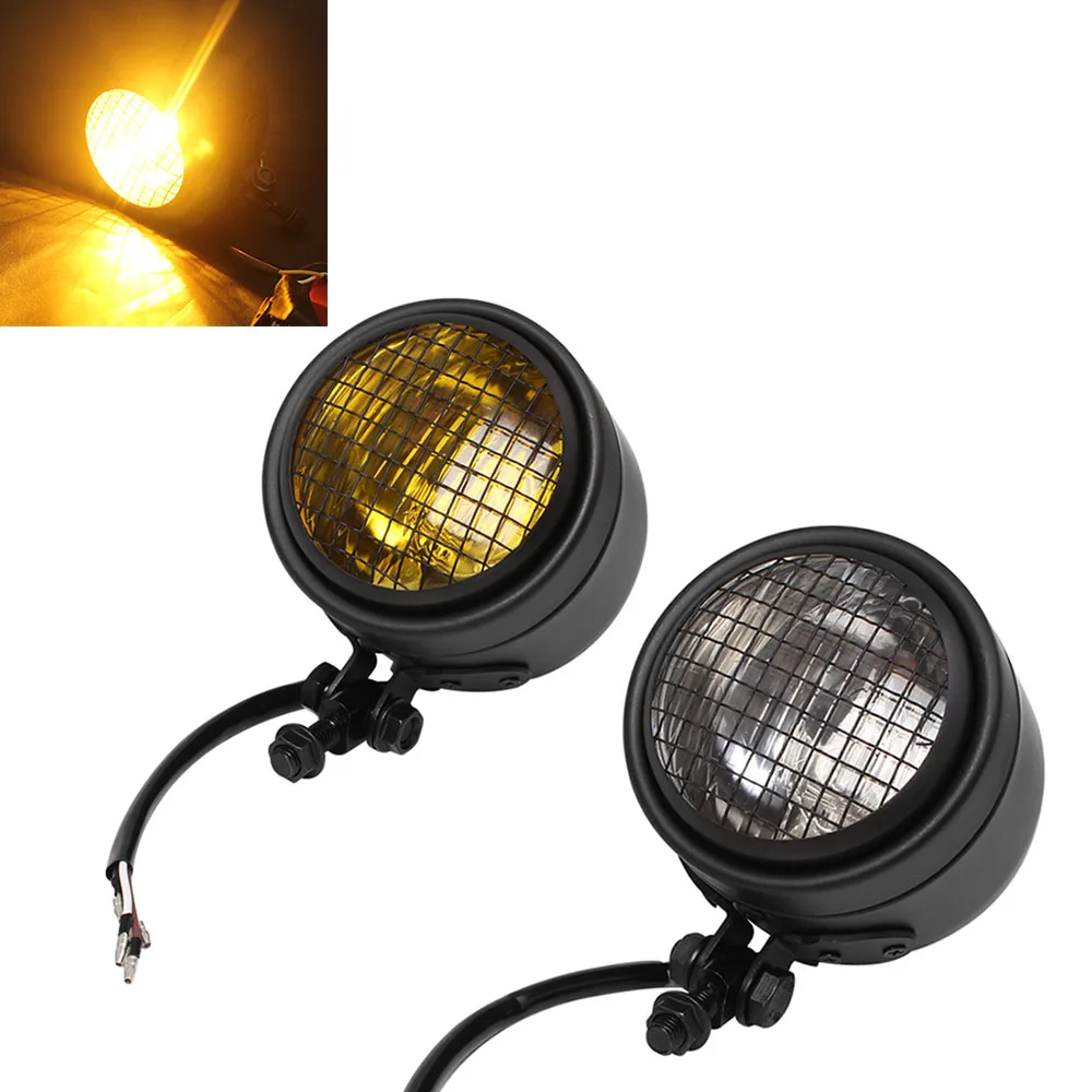 3.5&quot inch Black Grill Headlight Motorcycle Vintage Single Lamp Universal For Cafe Racer | Bulbs LEDs &amp HIDs