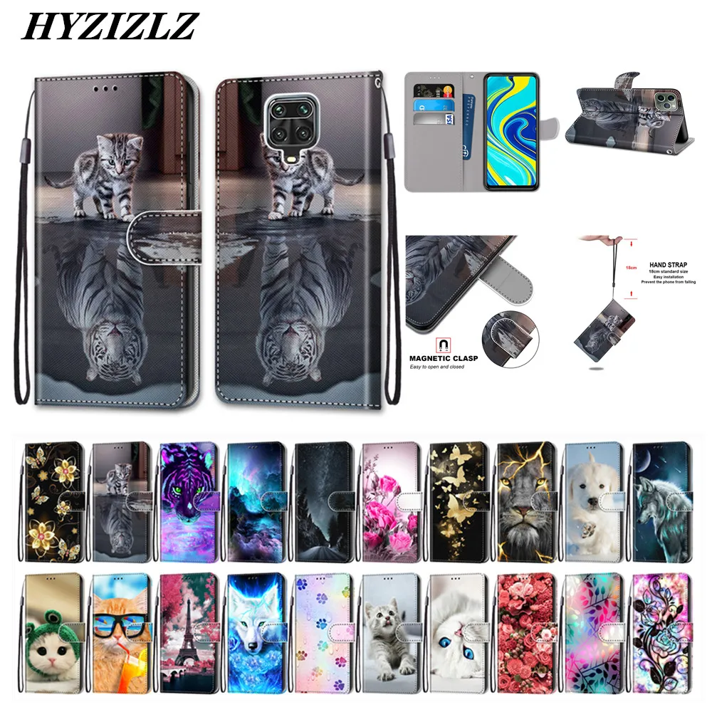

Painted Flip Wallet Case for Xiaomi Mi 10 Note 10 Lite CC9 Pro Redmi Note 9s 9 Pro 8T 8A K30 Leather Cover Cute Pattern Coque