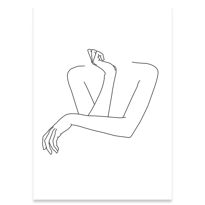 Black White Character Line Curve Abstract Canvas Poster Nordic Wall Art Print Minimalist Painting Picture Home Decor | Дом и сад