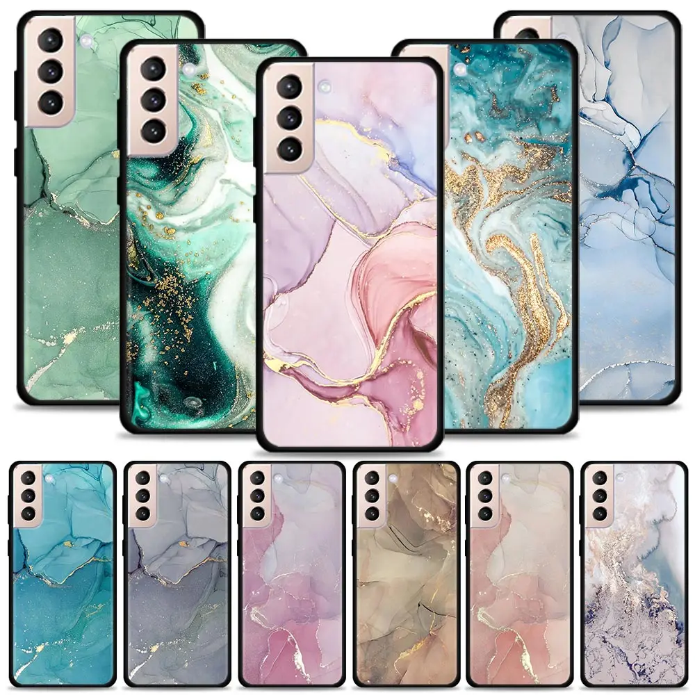 

Pink Gold Marble Art Fashion For Samsung Galaxy S21 S20 Ultra S10 Plus Lite S20FE 5G Case For Galaxy S10e S9 S8 Edge Black Shell