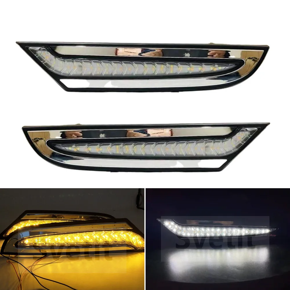 

2Pcs 24V Front LED Daytime Running Lights DRL For Mercedes Benz Actros MP3 Truck Sequential Turn Signal Fog Lamp