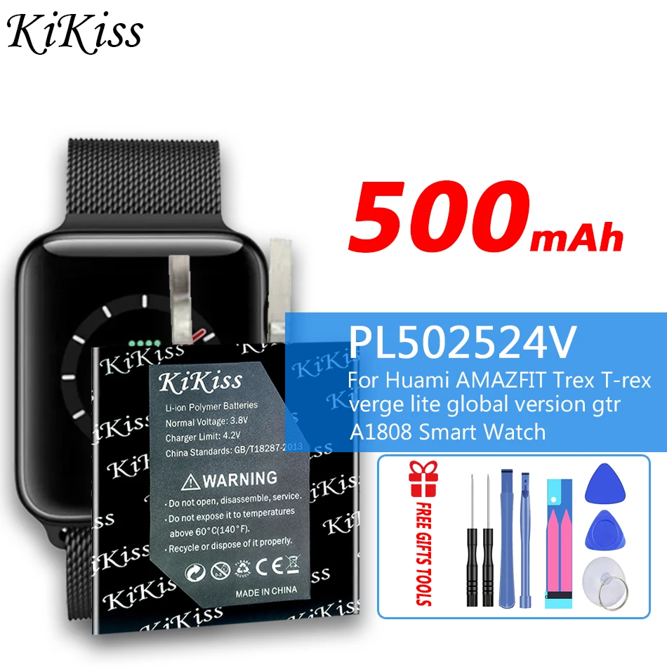 

Аккумулятор для часов KiKiss 500 мАч PL502524V для Huami AMAZFIT Trex T-rex Verge Lite глобальная версия Gtr A1808, аккумуляторы для умных часов