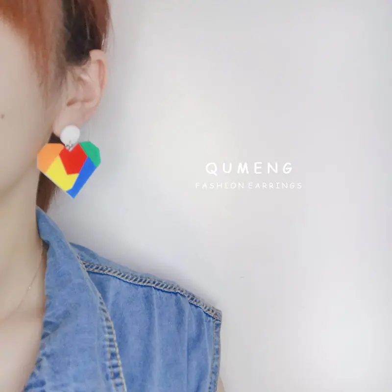 QUMENG 2020 огромные неоновые серьги в стиле панк с строчкой форме