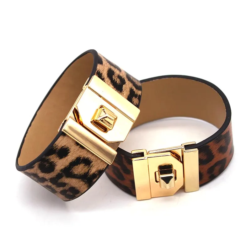 Женский кожаный браслет змеиный Леопардовый принт Европейский преувеличенный