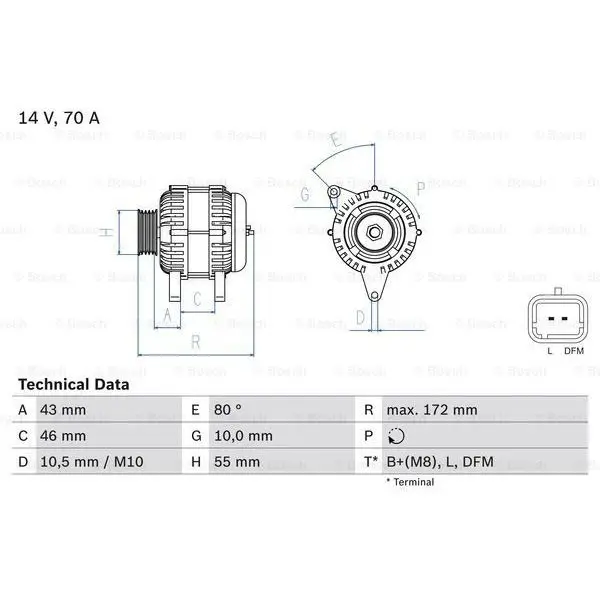Generator 70A  Citroen Berlingo/Xsara/Jumpy 1.4-1.9 96 BOSCH 098 | Автомобили и мотоциклы