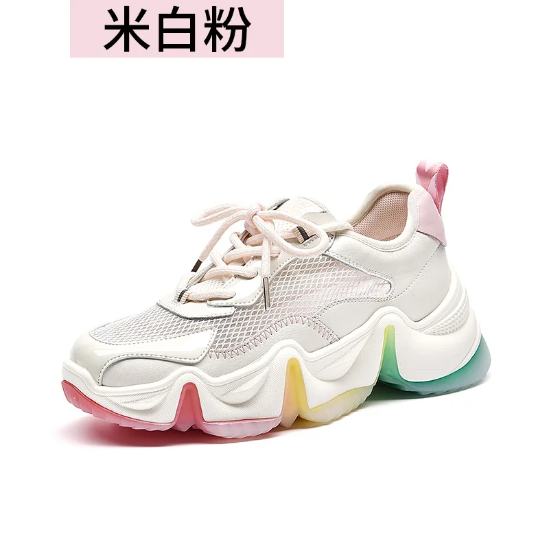 

Fashion all-match Ladies sneakers Rainbow bottom Scratch-resistant and wear-resistant Thick bottom Mesh Summer new style Flats