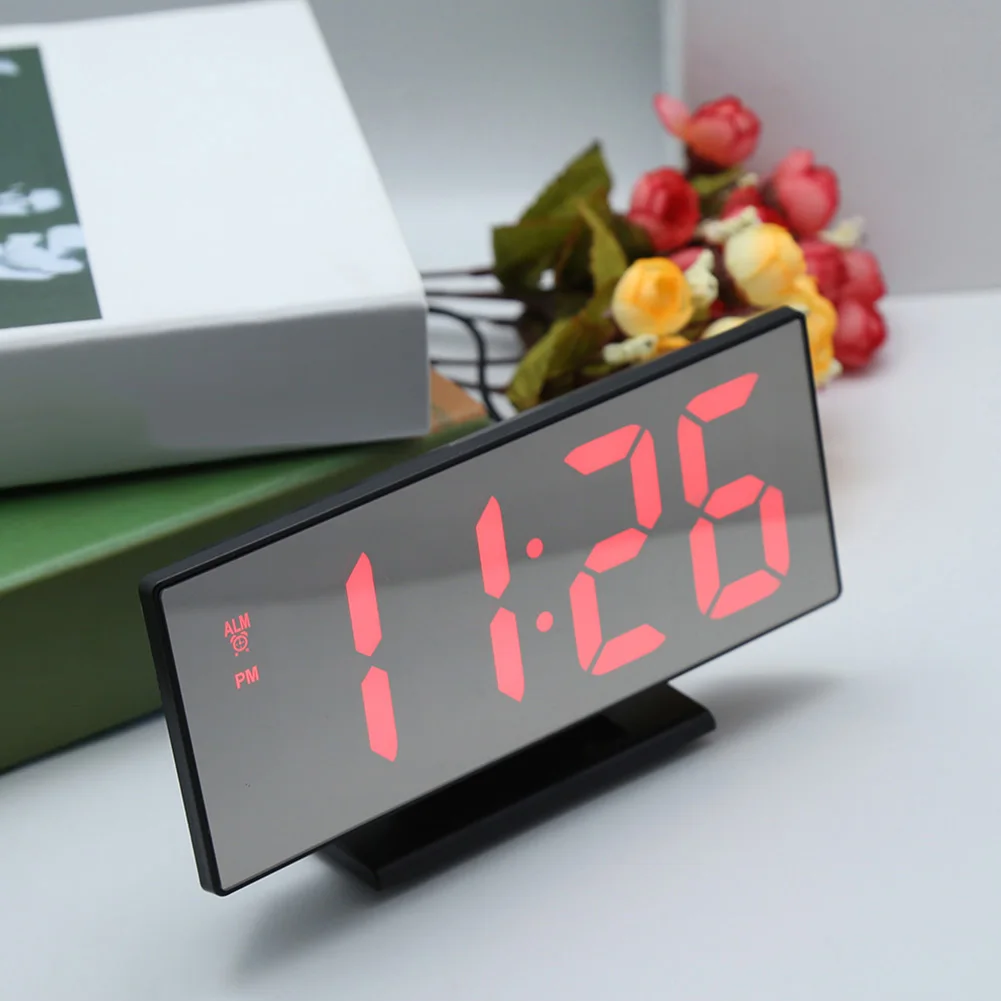 Светодиодный Будильник зеркальные цифровые часы с функцией повтора отображения