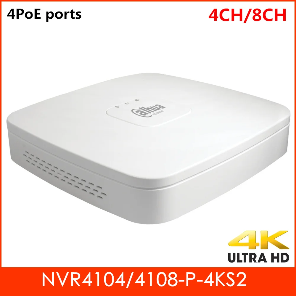

Сетевой видеорегистратор Dahua с логотипом NVR NVR4104-P-4KS2 NVR4108-P-4KS2 4k высокой четкости 4ch 8ch Smart 1U 4 PoE порта H.265 Сетевой Видео Регистраторы