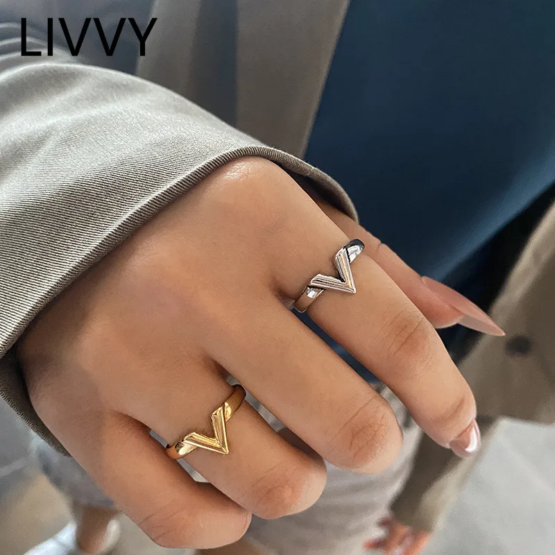 Кольца LIVVY серебряные для женщин V-образные винтажные Свадебные модные ювелирные