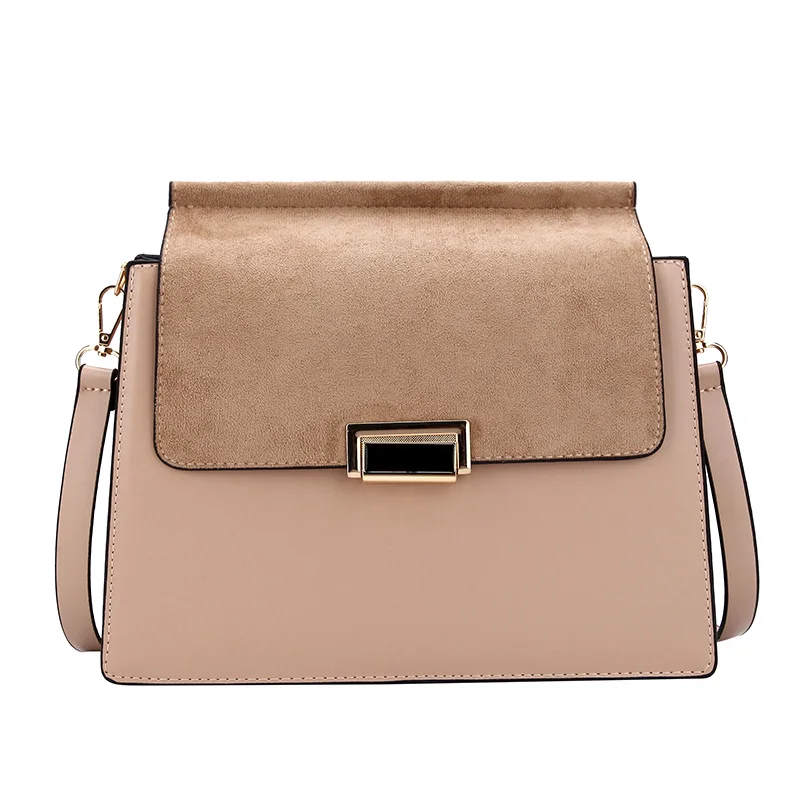 New Fashion Crossbody Bags Over Shoulder Famous Brand Nubuck Leather Handbags Female Large Capacity Messenger Bag Bolsos Mujer - Color: Khaki