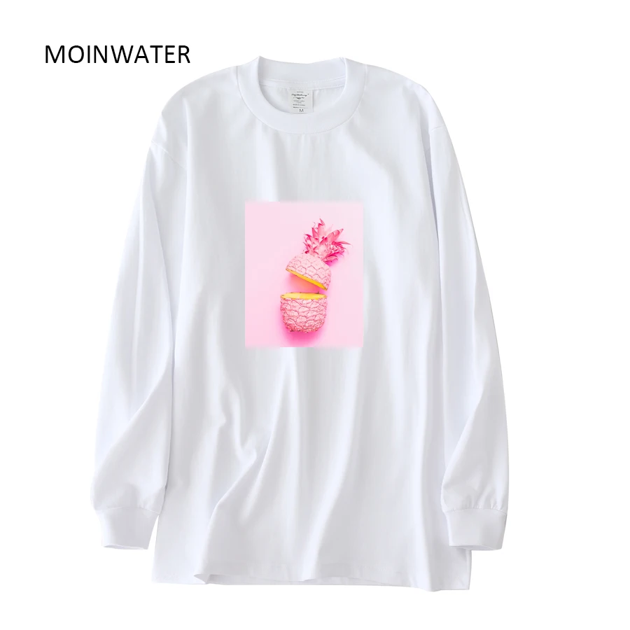 

MOINWATER Футболка Женская хлопковая с длинным рукавом, модный Повседневный Белый Топ, уличная одежда, MLT2144, на осень