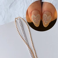 2022 new hot sale korean silver gold 3d rhinestone decorations steel ball chain nail accessories