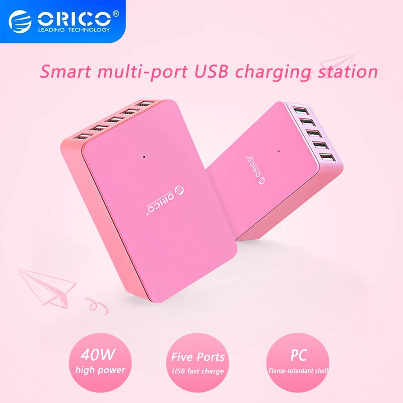 

ORICO 5 Ports USB Charger 5V2.4A Desktop Charging Station 8A 40W USB Charger For iPhone Samsung Cell Phone Tablet