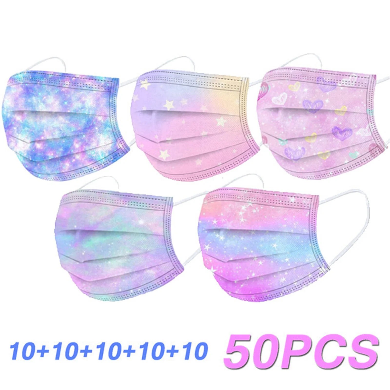 50 шт. одноразовые маски для лица с цветочным принтом | Тематическая одежда и