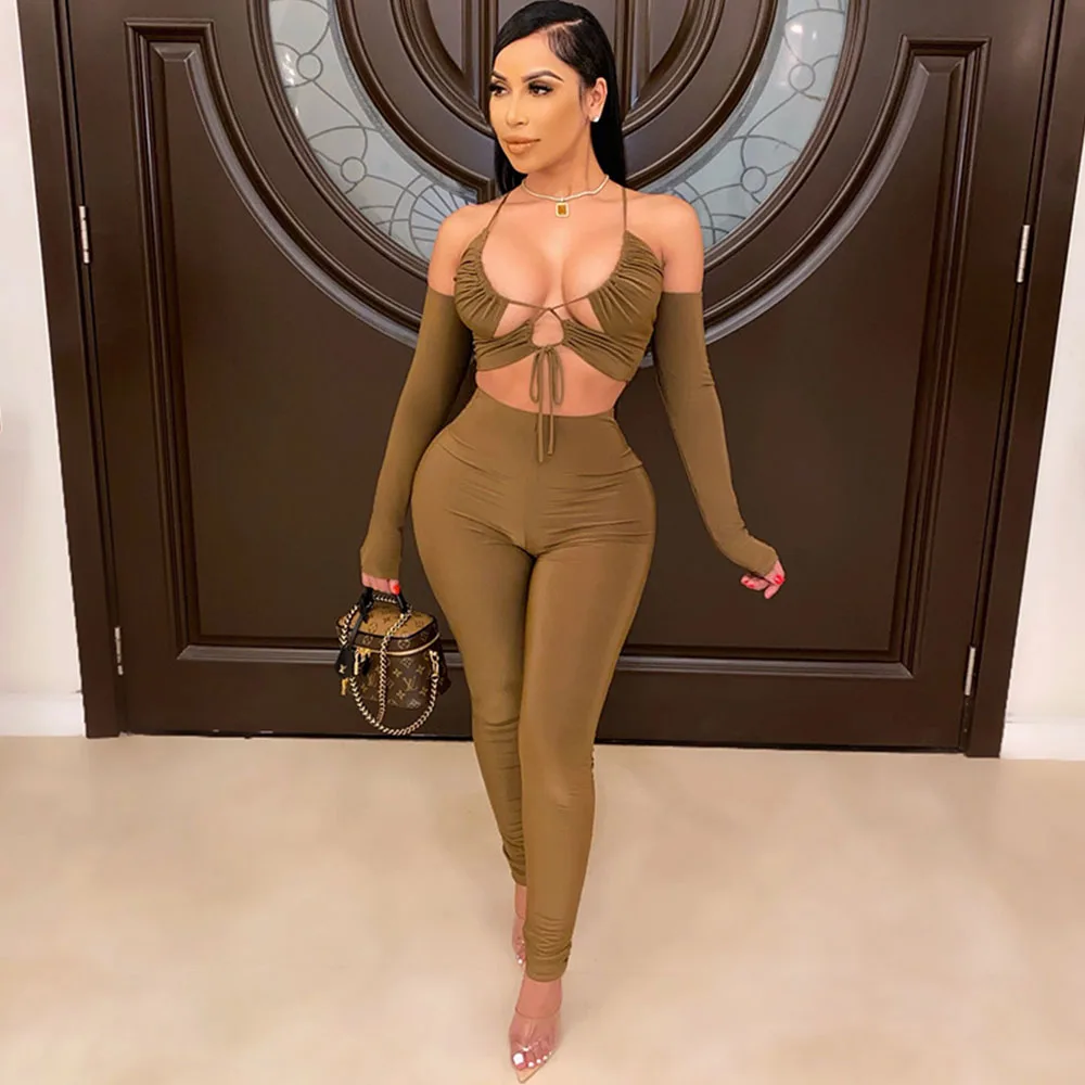 Комплект женский из двух предметов с открытой спиной и лямкой на шее | Женская