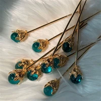 1pcs blue hair claw direct pearl plate hairpin red white bridal headdress hair sticks jewelry ornaments chinese ancient style